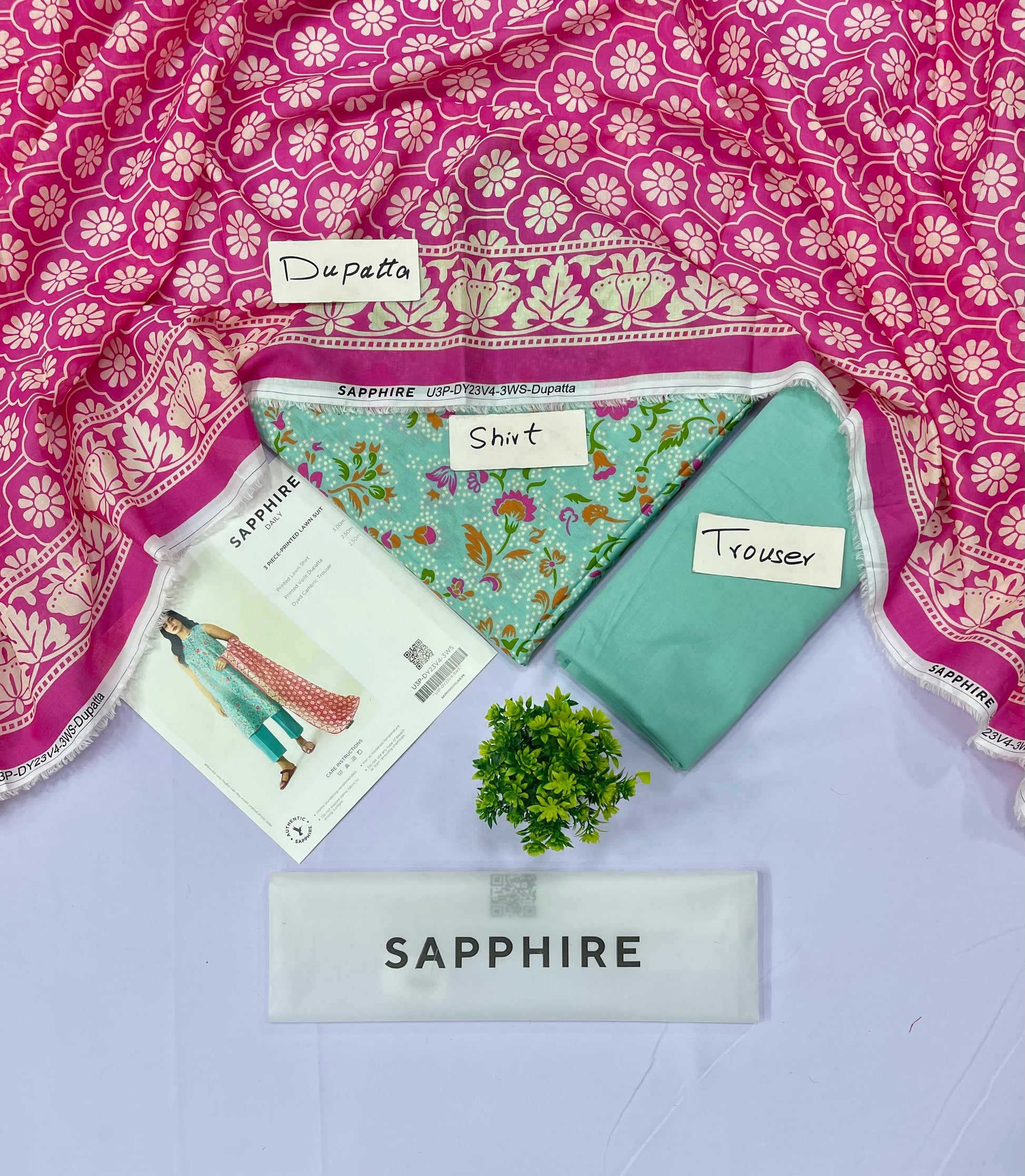 Sapphire 3 Piece Printed Lawn (Set -Pack Of 5 Suits )Category B Market Boy