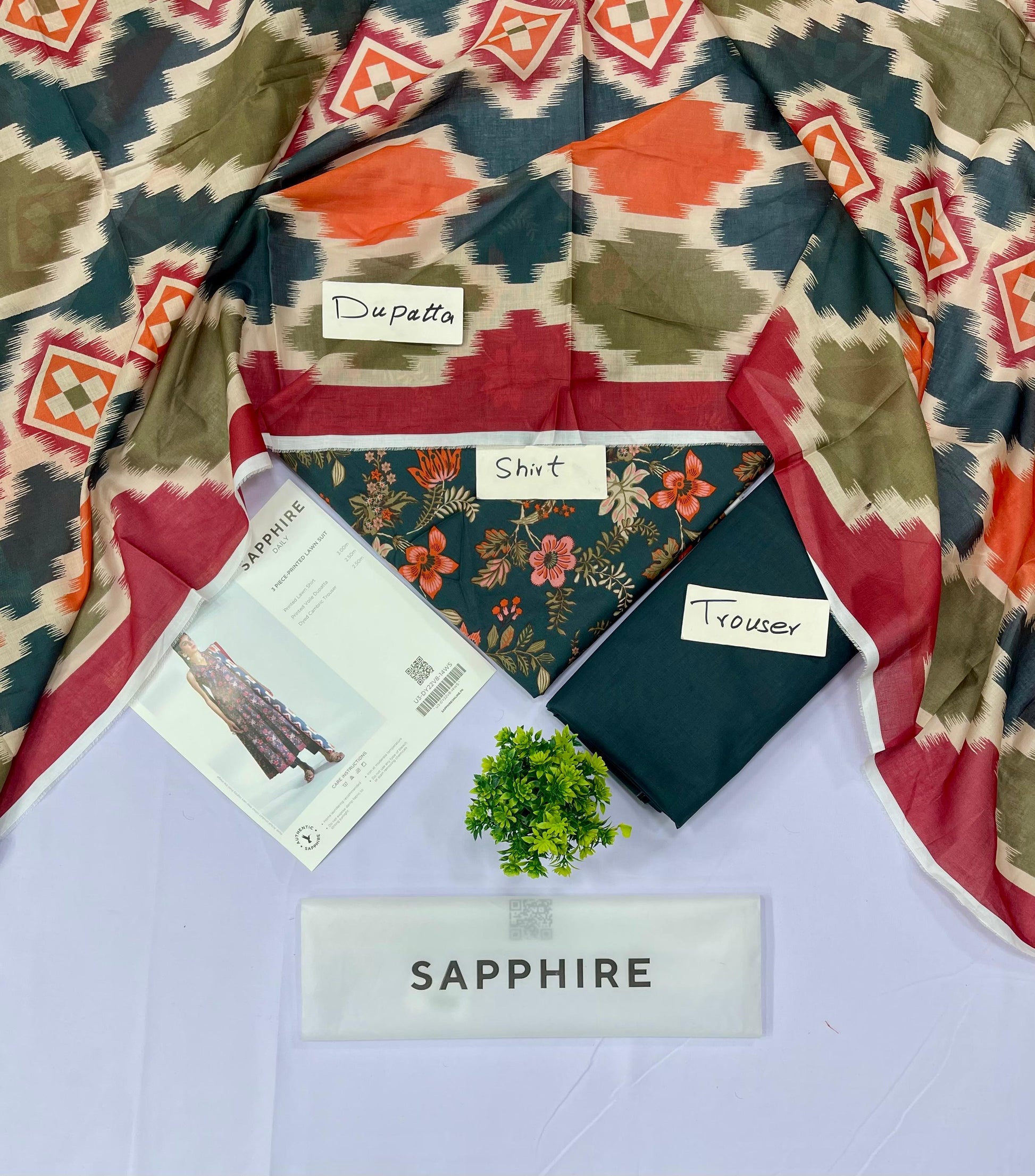 Sapphire 3 Piece Printed Lawn (Set -Pack Of 5 Suits )Category B Market Boy