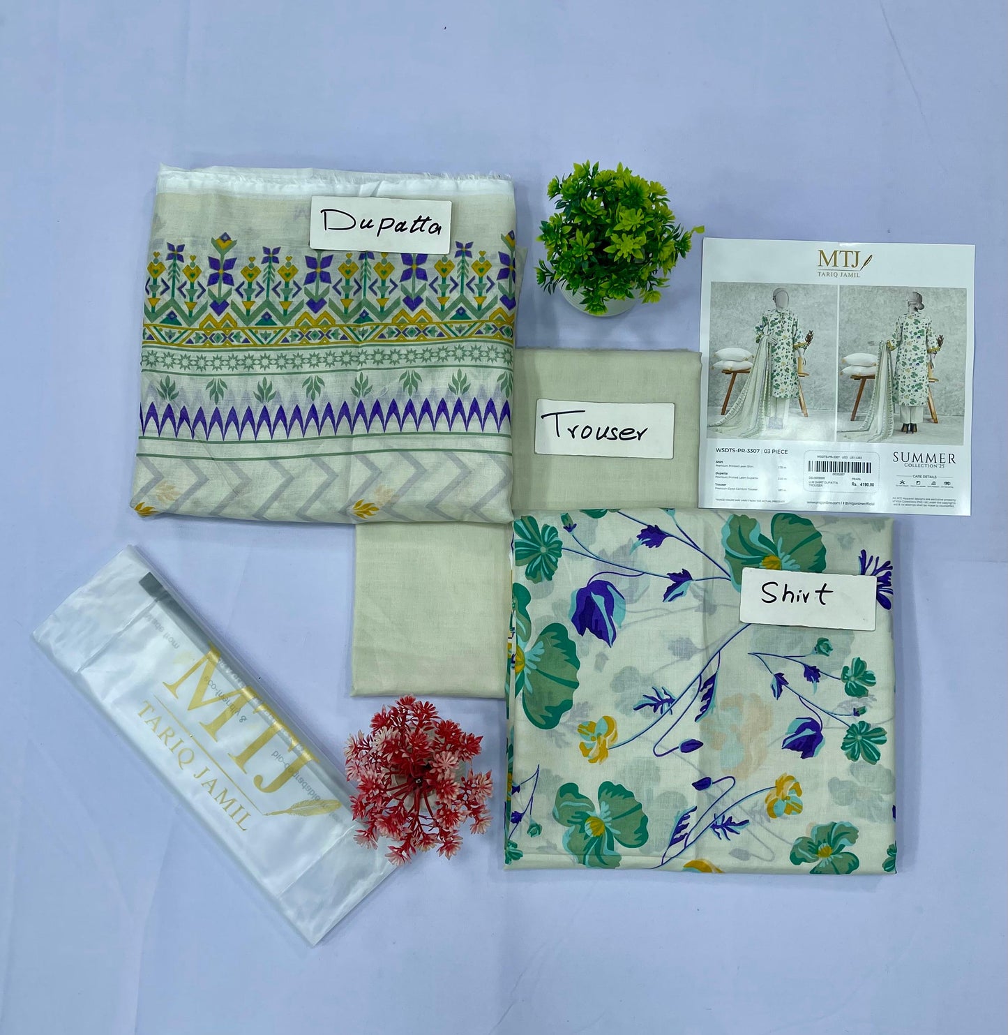 M T J PRINTED LAWN (Set-Pack of 5 Suits) Category B Market Boy