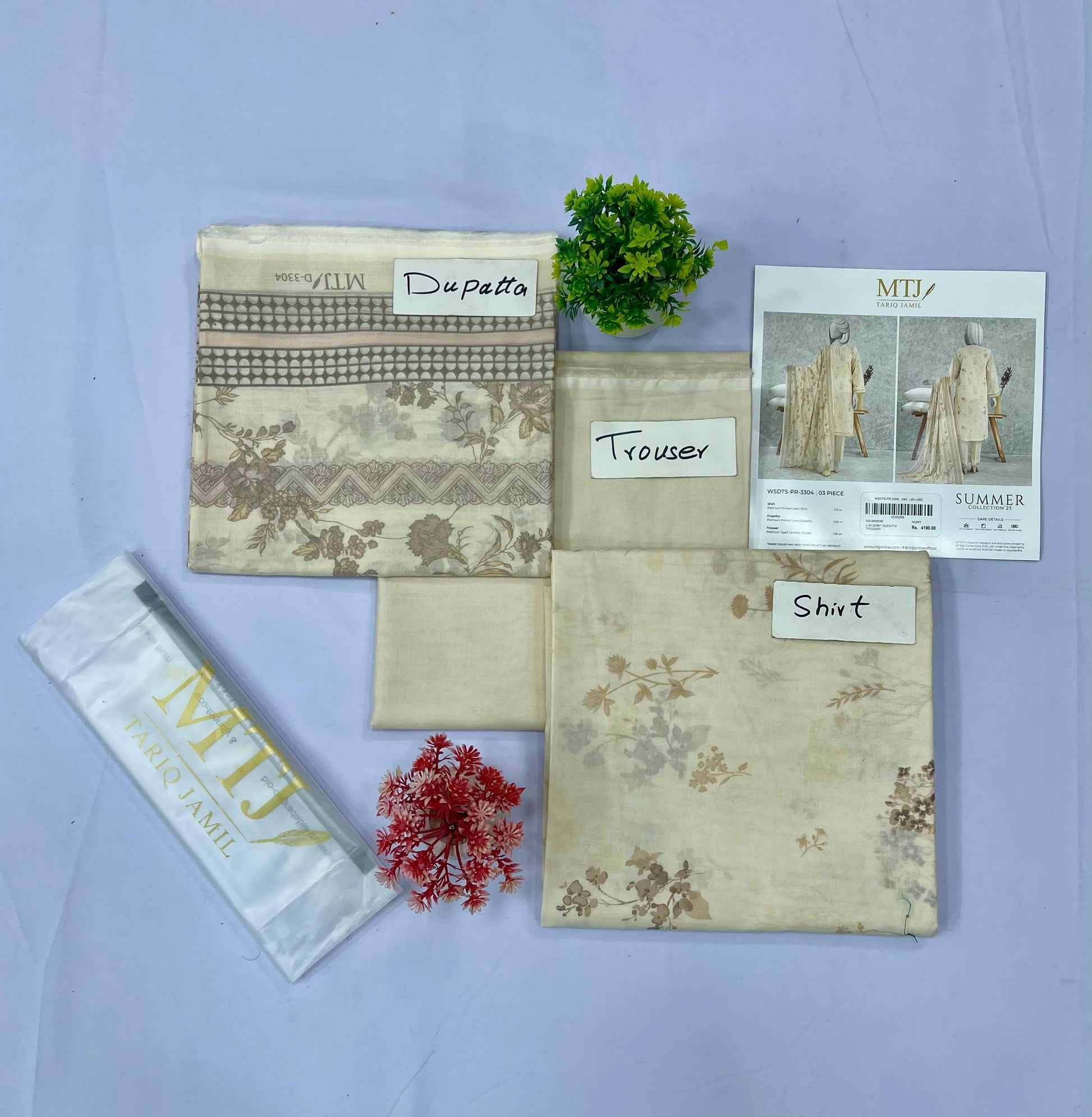 M T J PRINTED LAWN (Set-Pack of 5 Suits) Category A Market Boy