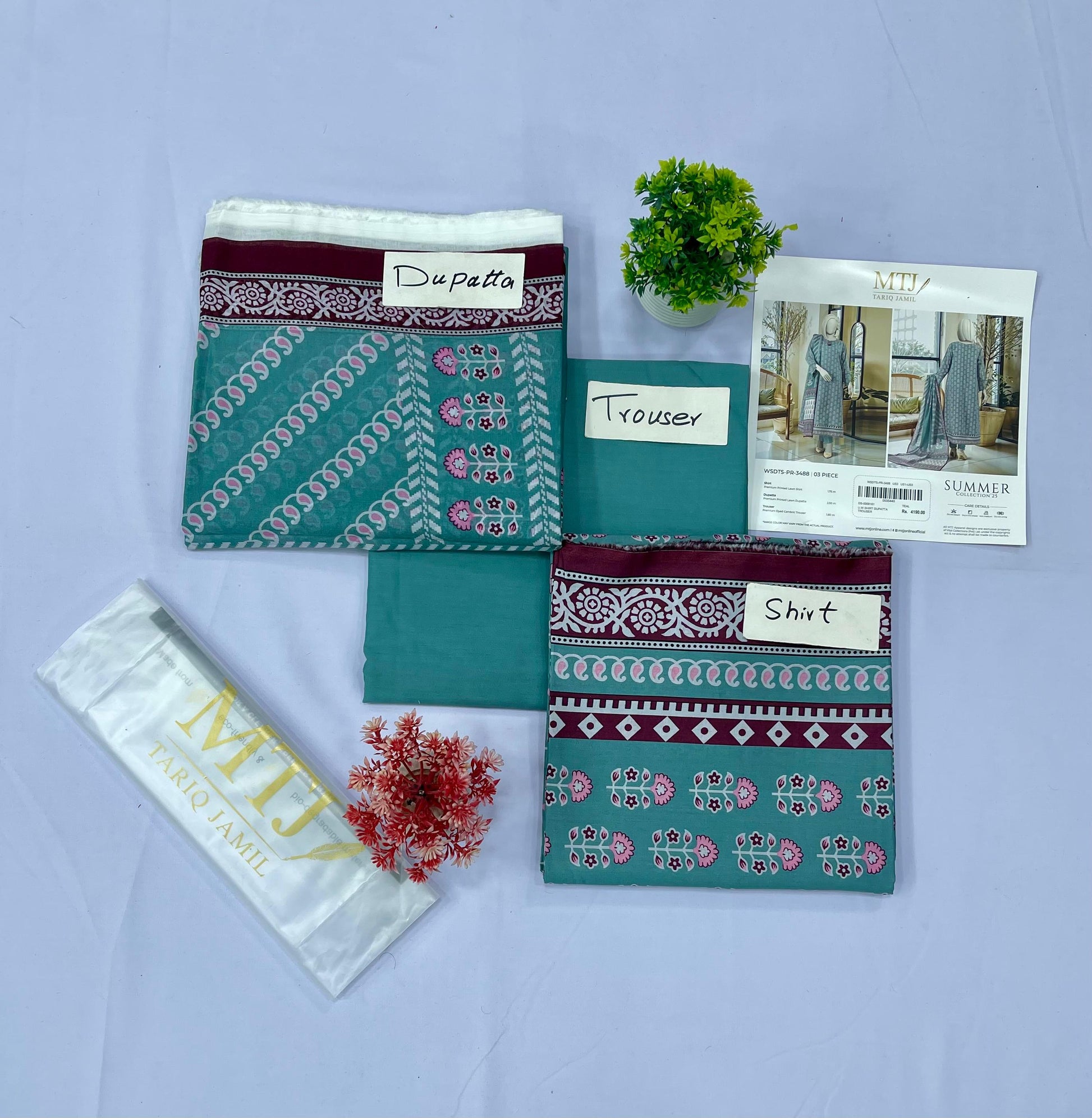 M T J PRINTED LAWN (Set-Pack of 5 Suits) Category B Market Boy