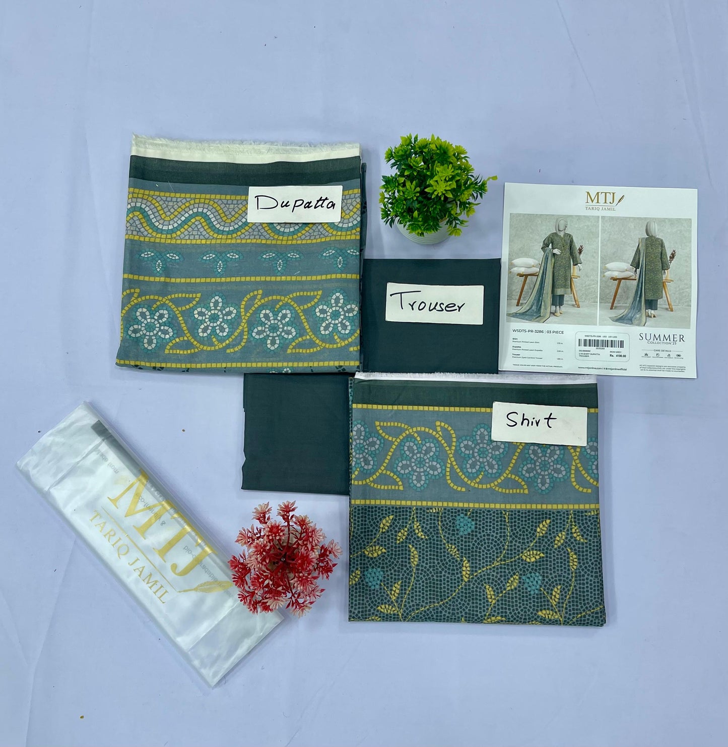 M T J PRINTED LAWN (Set-Pack of 5 Suits) Category A Market Boy