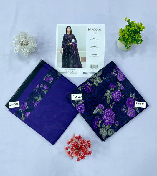 Baroque 3-PC Digital Lawn(Set -Pack Of 7 Suits )Category B Market Boy