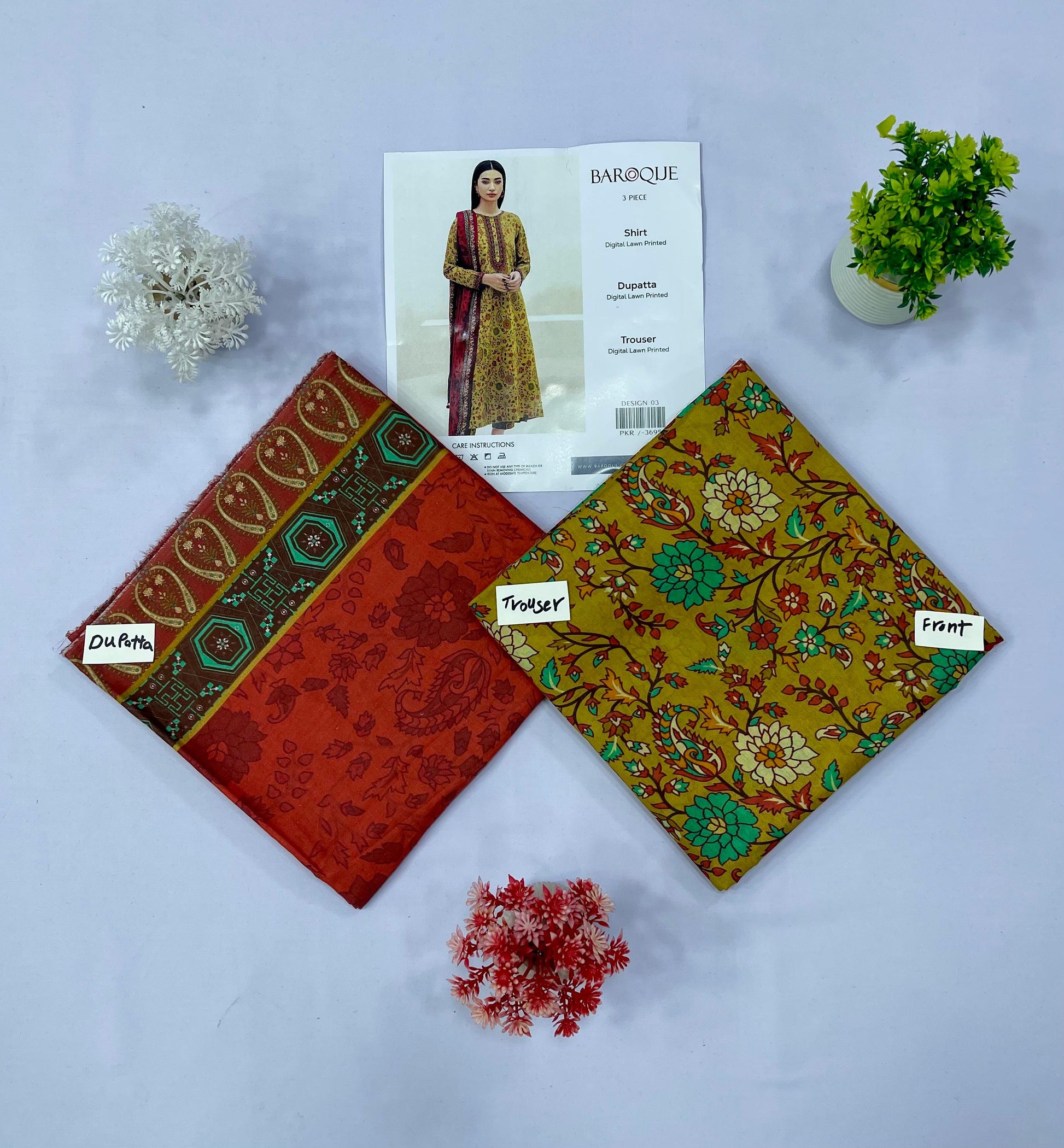 Baroque 3-PC Digital Lawn(Set -Pack Of 7 Suits )Category A Market Boy