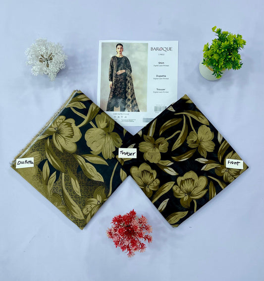 Baroque 3-PC Digital Lawn(Set -Pack Of 4 Suits ) Market Boy