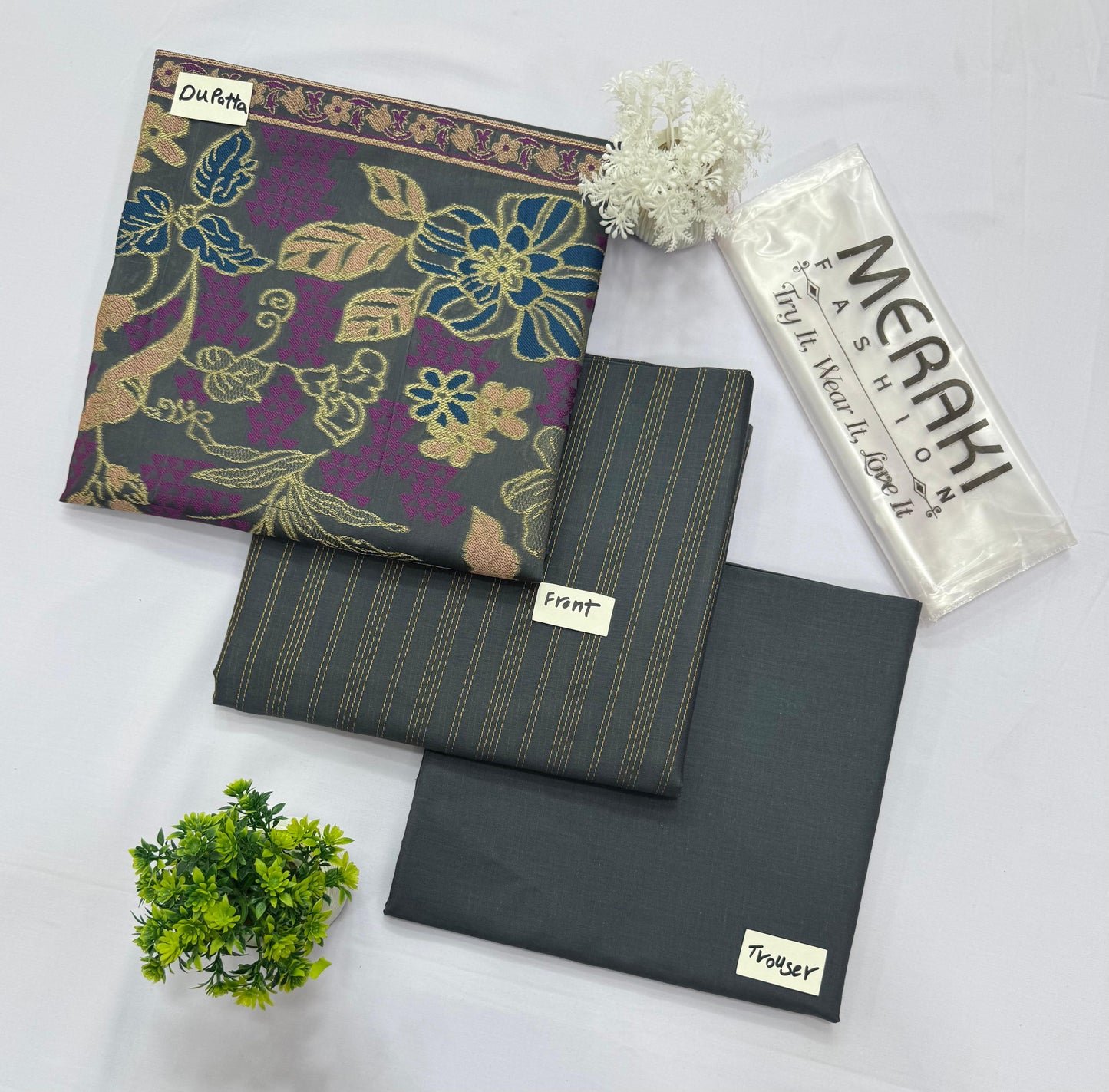 Meraki Vol-376 Jacquard Multi  Shawl           3 Suits    Category B Market Boy