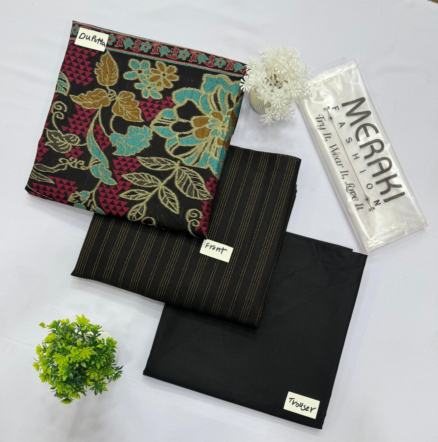 Meraki Vol-376 Jacquard Multi  Shawl           3 Suits    Category    A Market Boy