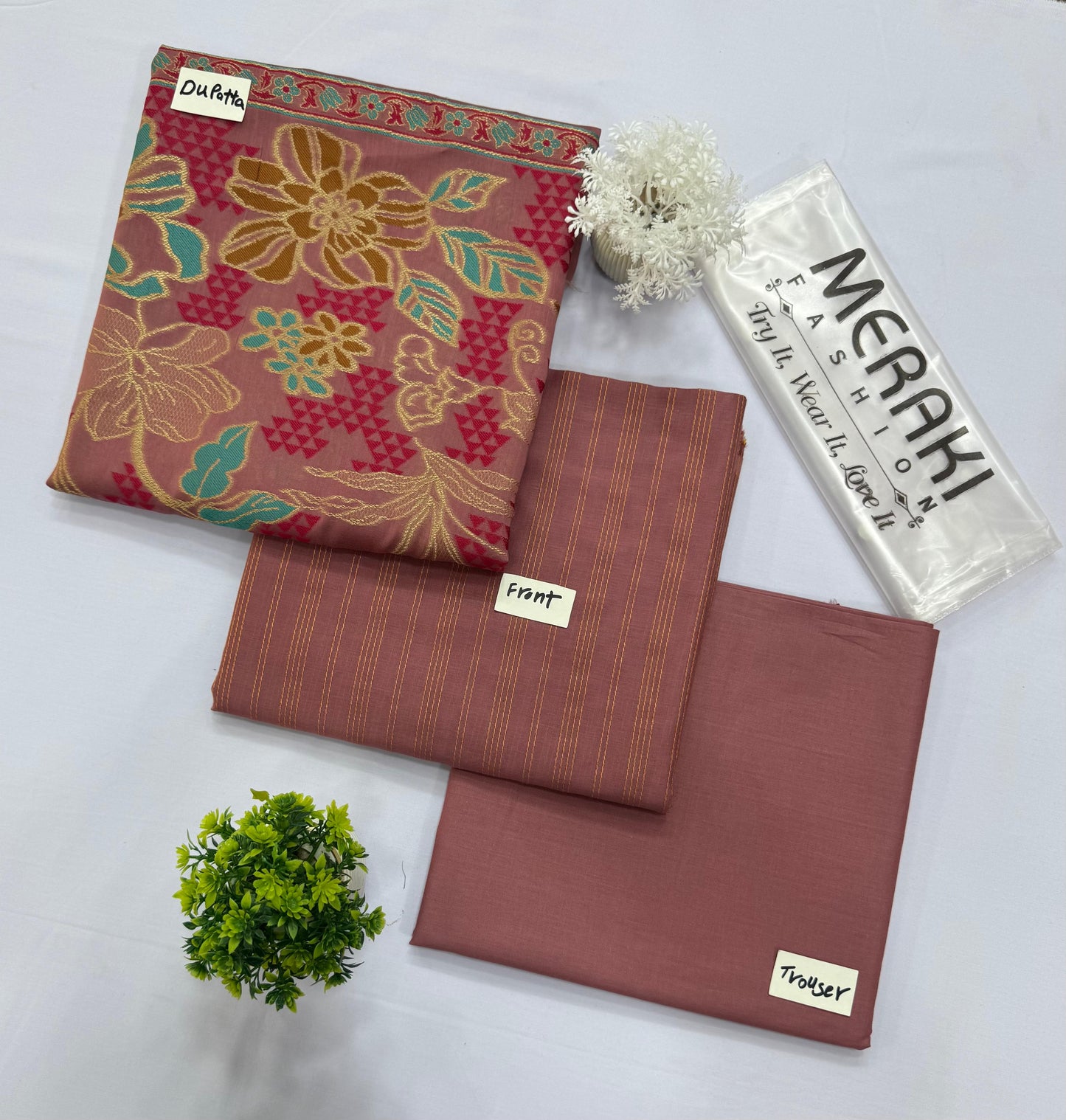 Meraki Vol-376 Jacquard Multi  Shawl           3 Suits    Category B Market Boy