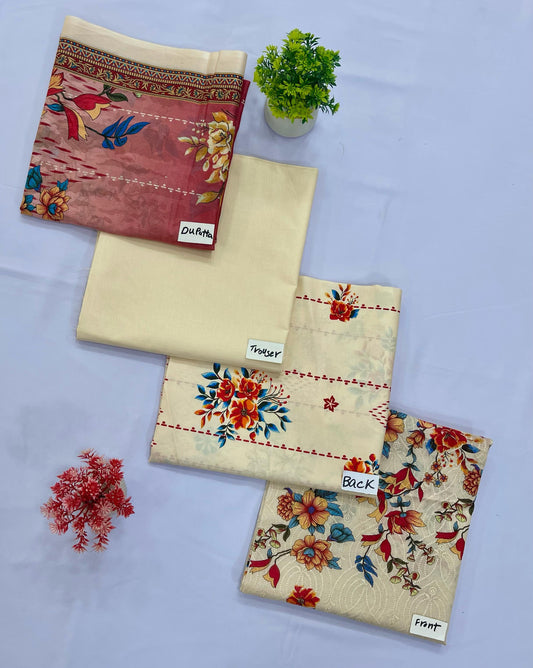 DIGITAL CHIKAN KARI 3-PC LAWN (Set -Pack Of 5 Suits ) Category A Market Boy