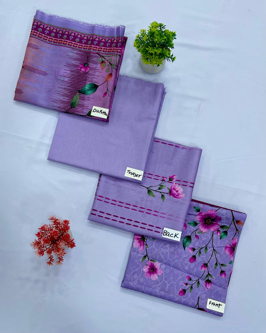 DIGITAL CHIKAN KARI 3-PC LAWN (Set -Pack Of 5 Suits ) Category B Market Boy