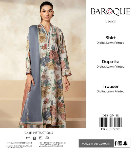 BAROQUE 3-PC DIGITAL LAWN  (Set -Pack Of 7 Suits ) Category A Market Boy