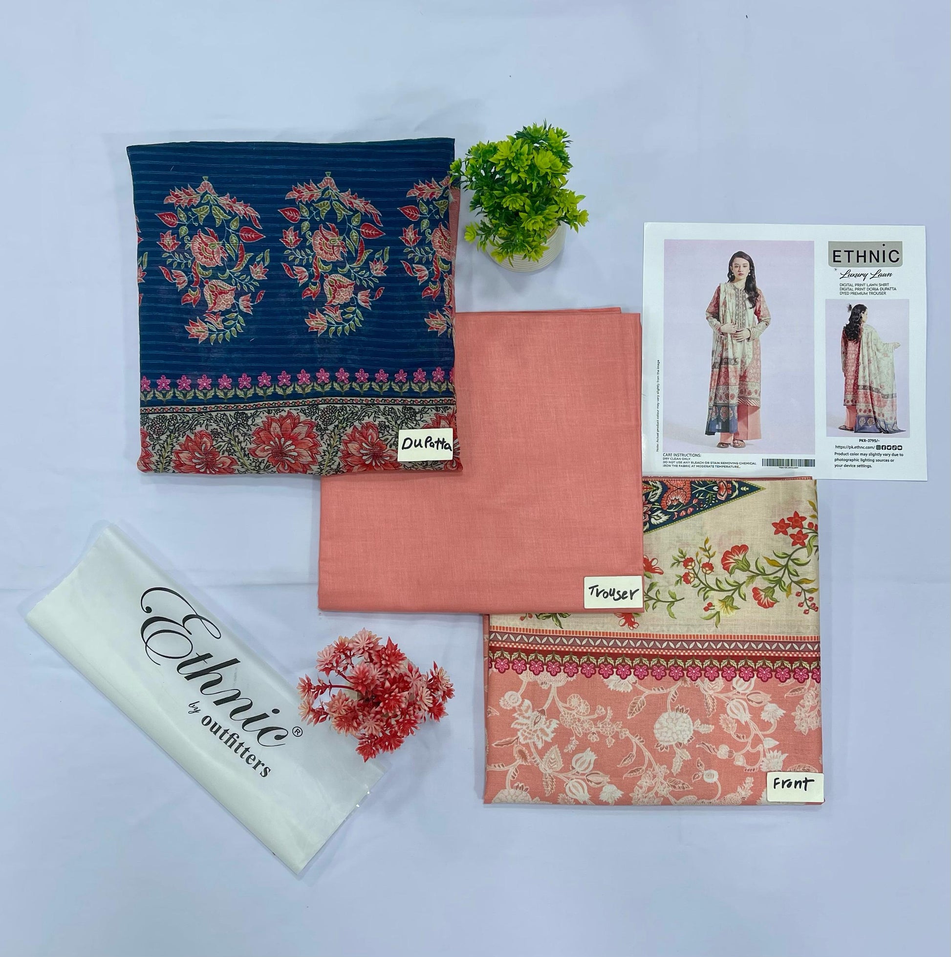 ETHNIC 3-PC LAWN DIGITAL PRINT (Set -Pack Of 4 Suits )Category A Market Boy