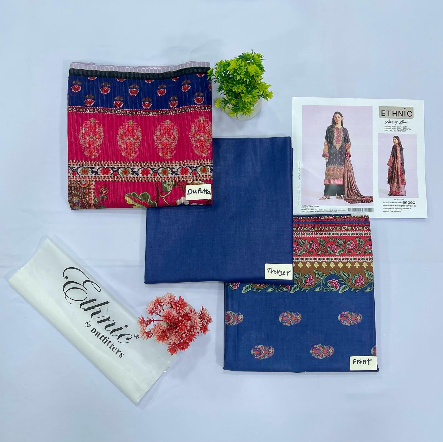 ETHNIC 3-PC LAWN DIGITAL PRINT (Set -Pack Of 4 Suits )Category A Market Boy