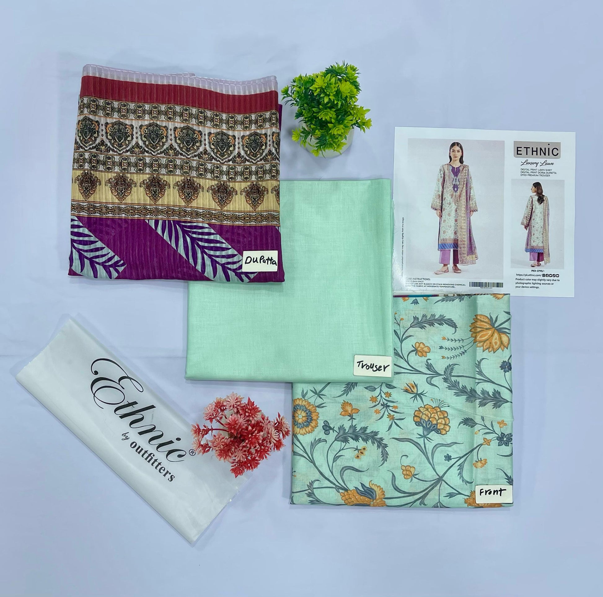 ETHNIC 3-PC LAWN DIGITAL PRINT (Set -Pack Of 4 Suits )Category A Market Boy