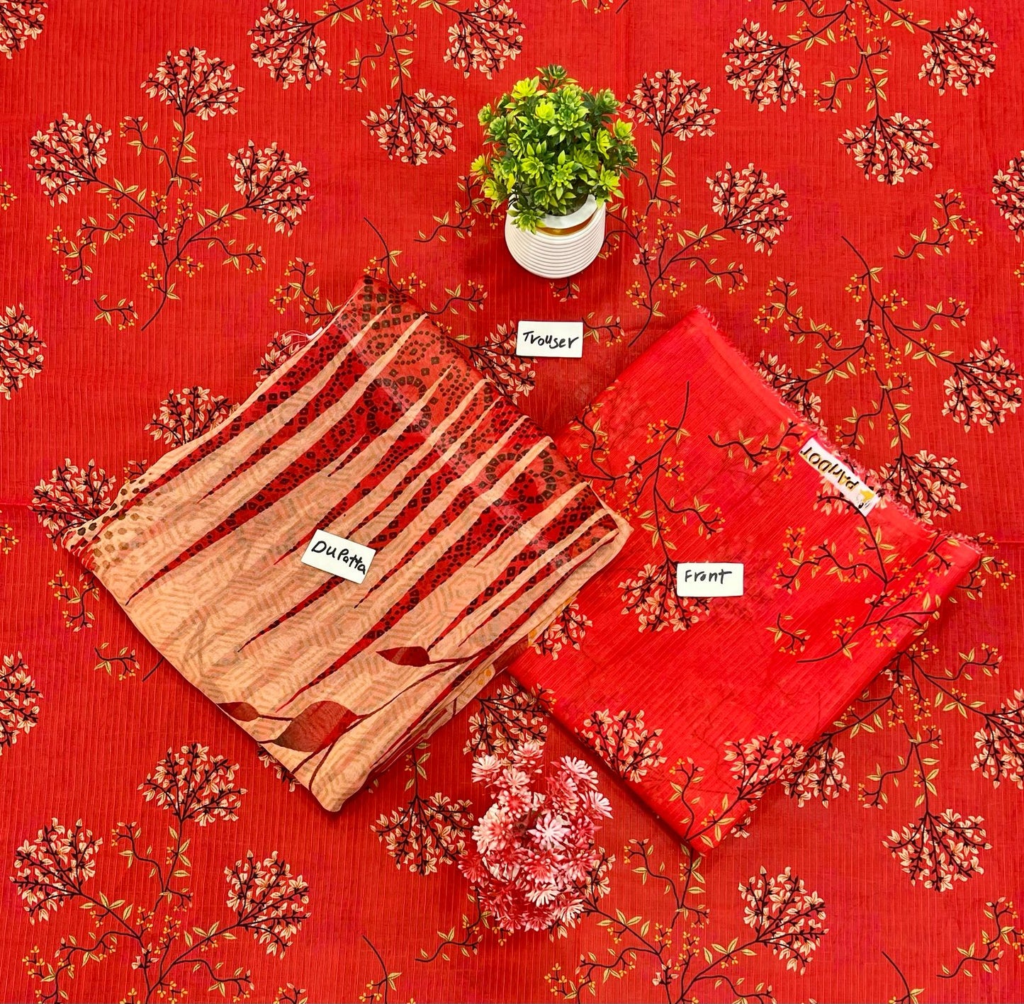 ORIGINAL BRAND 3-PC BANA DURA DIGITAL BAMBER DUPATTA (Set -Pack Of 5 Suits ) Category B Market Boy