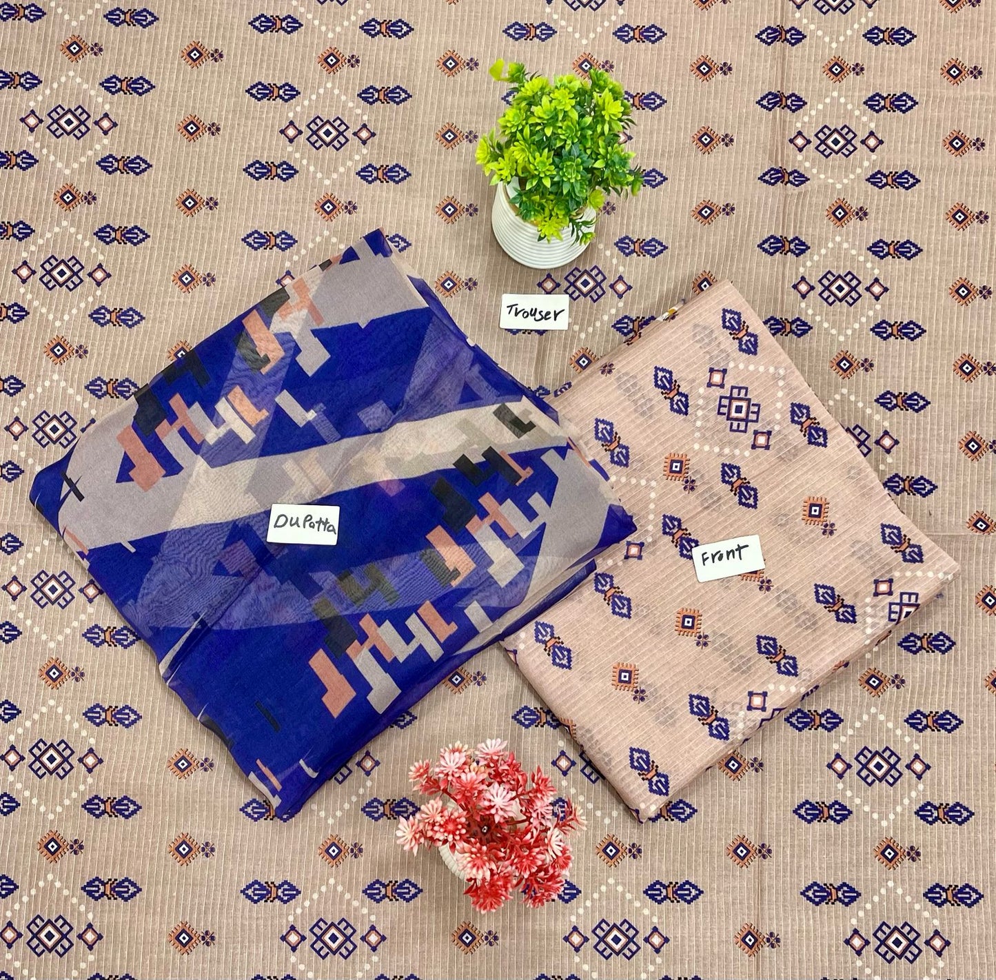 ORIGINAL BRAND 3-PC BANA DURA DIGITAL BAMBER DUPATTA (Set -Pack Of 5 Suits ) Category B Market Boy