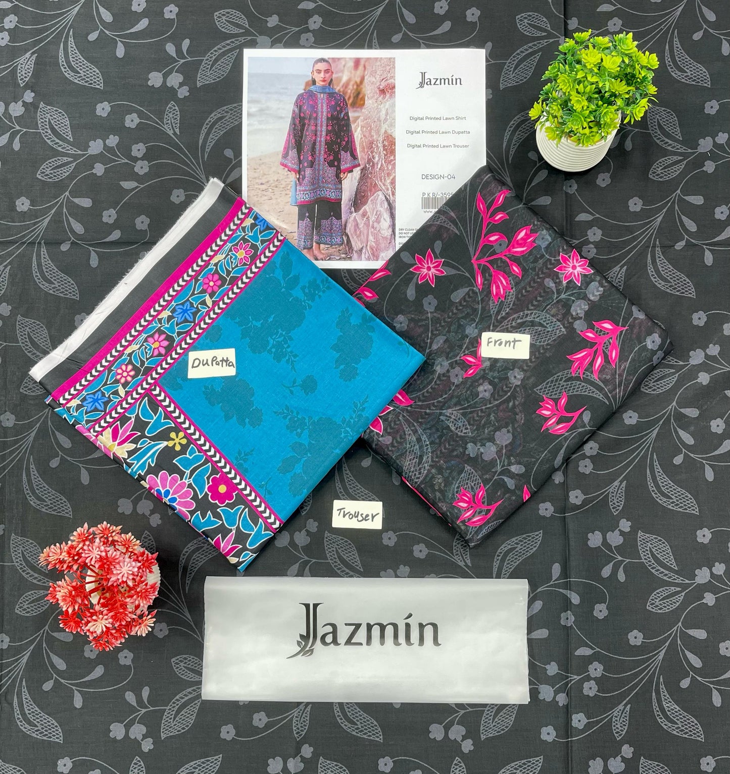 JAZMIN DIGITAL PRINTED LAWN (Set -Pack Of 5 Suits ) Category A Market Boy
