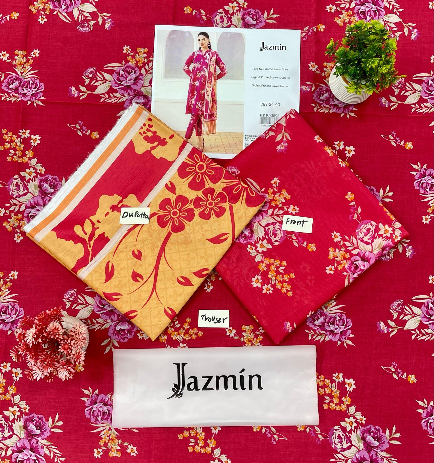 JAZMIN DIGITAL PRINTED LAWN (Set -Pack Of 10 Suits ) Market Boy