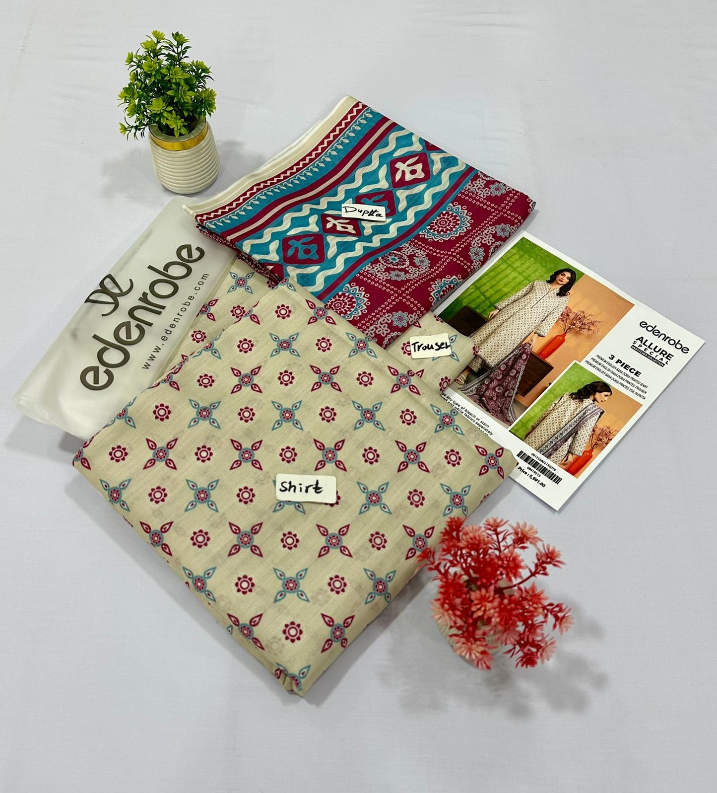 Edenrobe English Print  3pc Lawn 5 Suits A