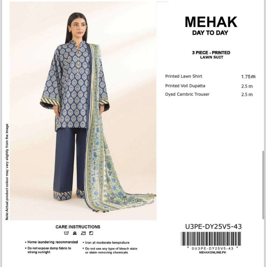 Mehak Brand 3Pc Lawn 5 Suits B