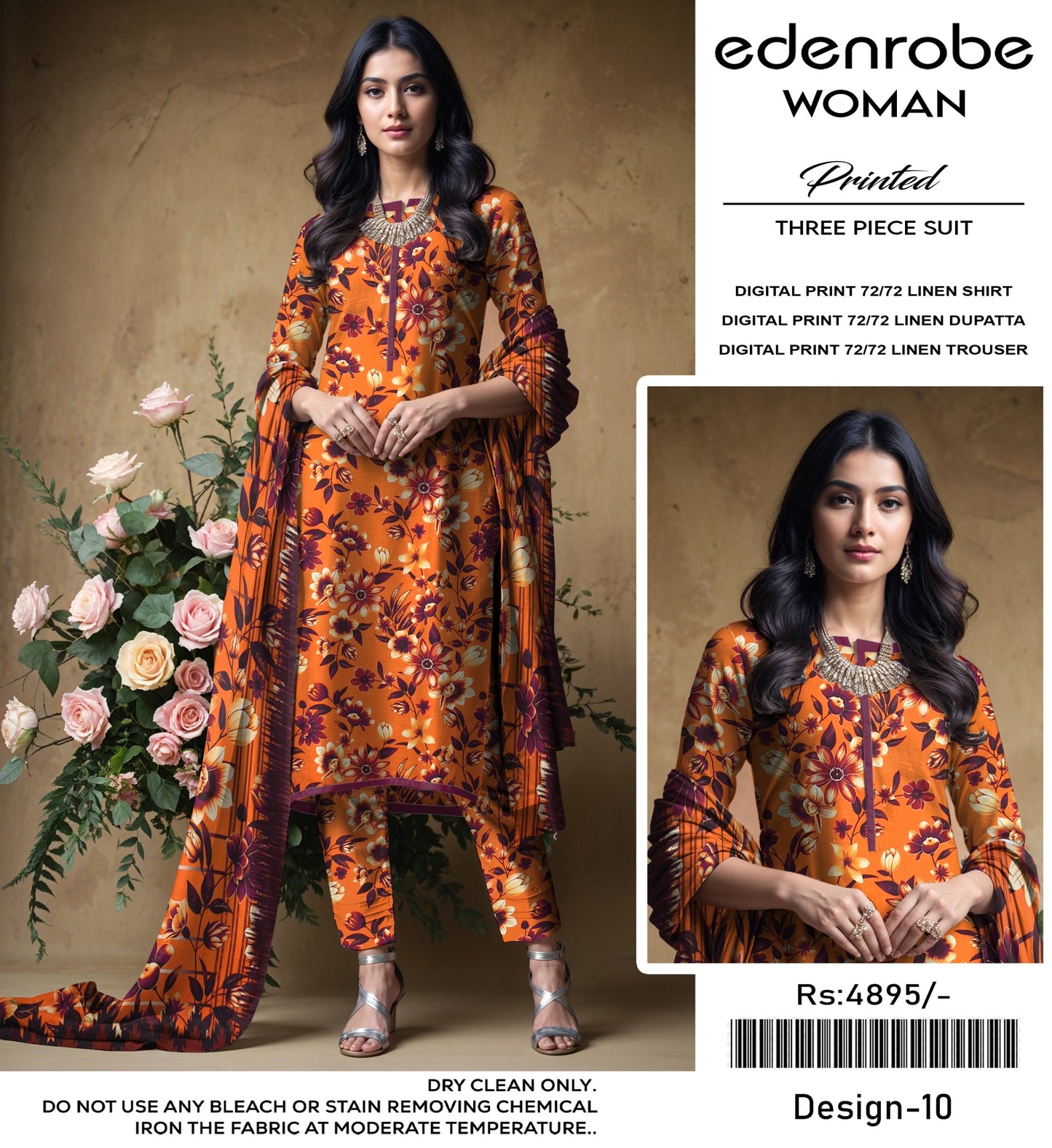 EDENROBE DIGITAL PRINT 72/72 LINEN  SUITS 6 A