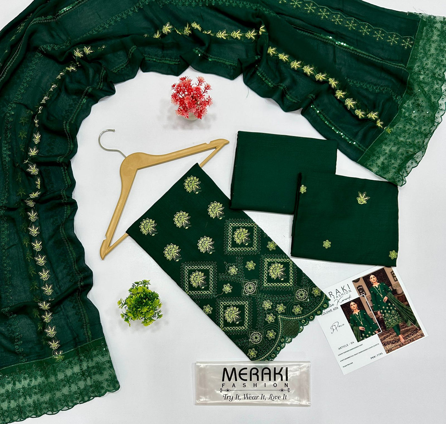 LUXURY EMBROIDERED MERAKI FASHION VOL 406 STAPAL KARANDI 4 SUITS A