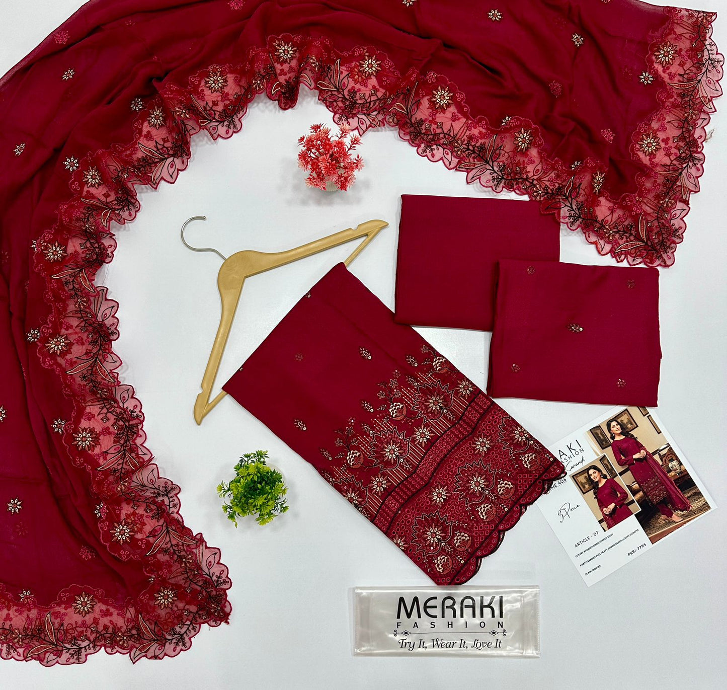 LUXURY EMBROIDERED MERAKI FASHION VOL 406 STAPAL KARANDI 4 SUITS A