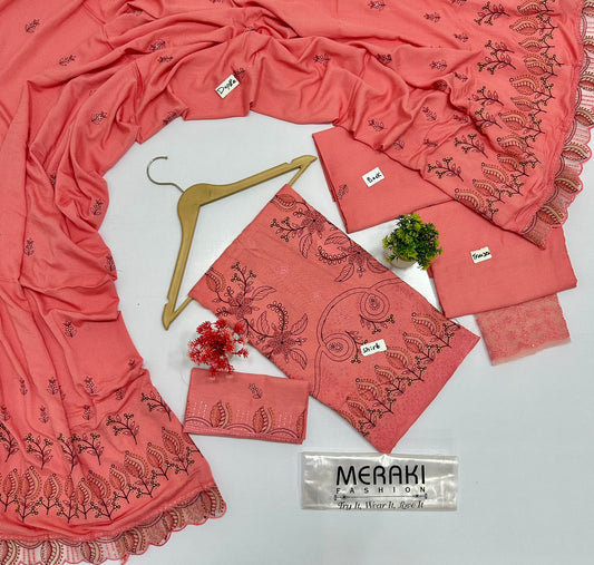 Tahzeeb By Meraki Fashion Vol  412 Luxury Embroidery 3 Pc Karandi (10 Suits )
