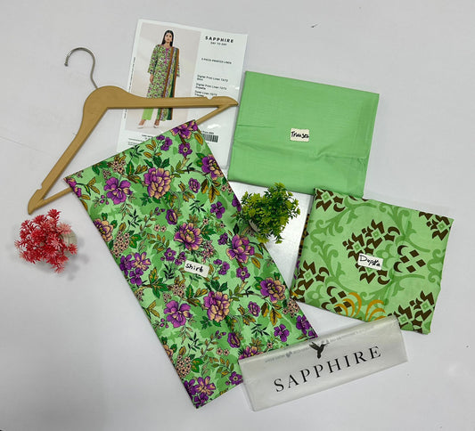 Sapphire Digital Printed 72/72 3Pc Linen (9 Suits)