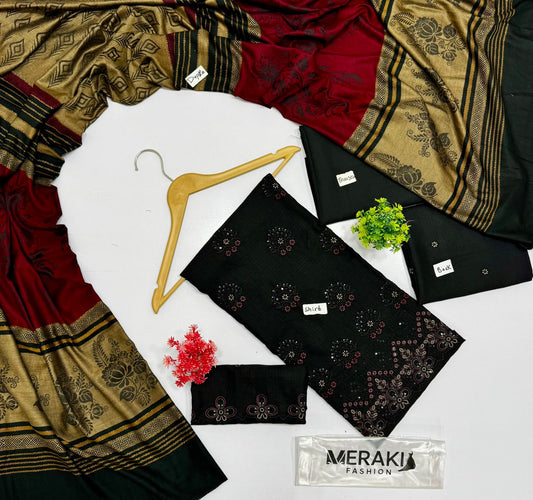 Meraki Fashion Vol 418 Bana Dora Peach Wool Dhanak 3 Suits A