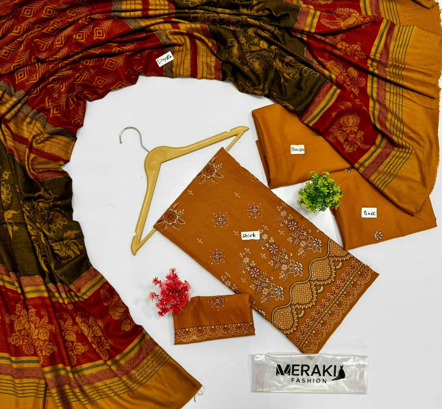 Meraki Fashion Vol 418 Bana Dora Peach Wool Dhanak 3 Suits A