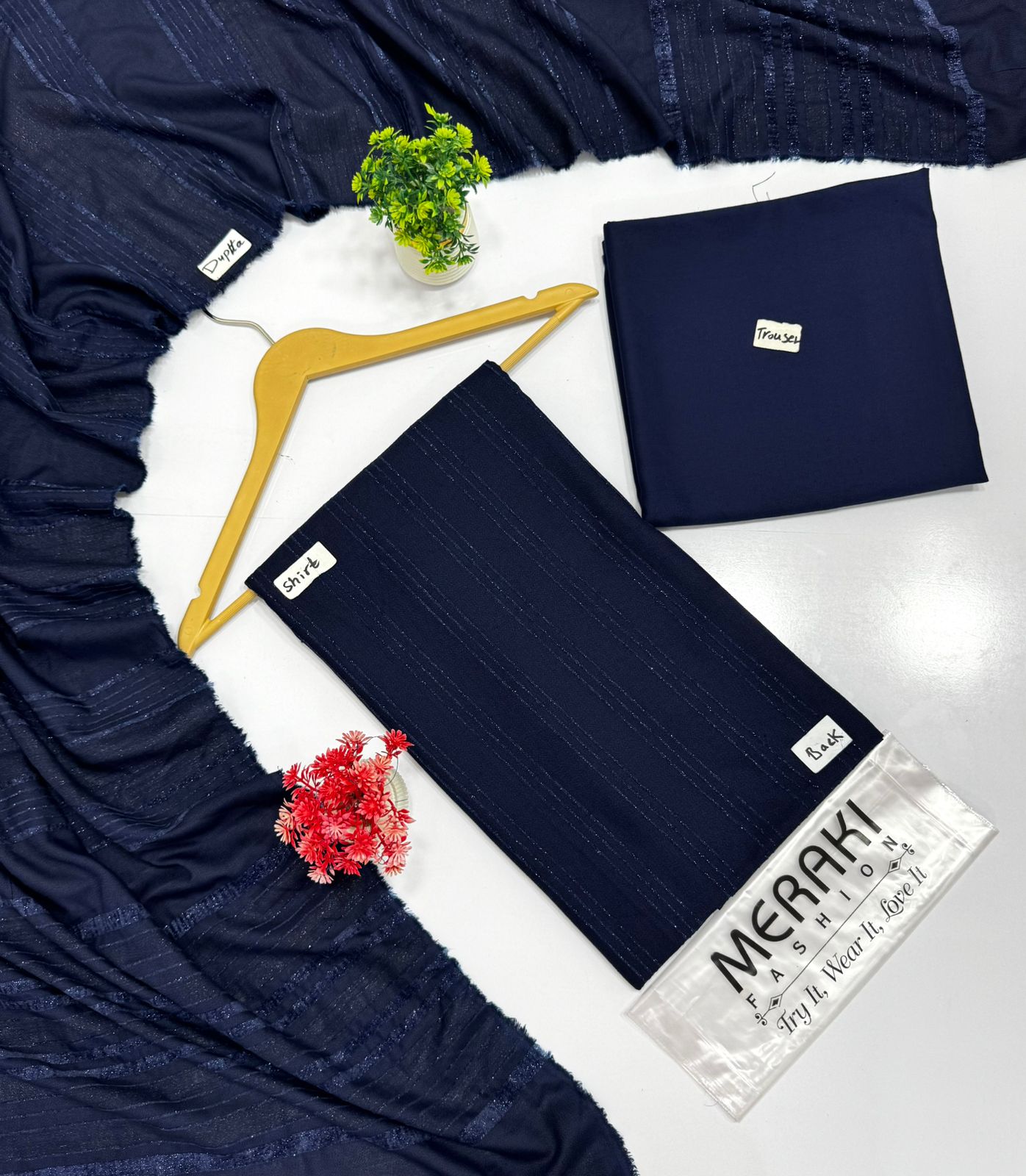 Meraki Fashion vol 421 Chamkhi Valvet Stripe Wool (6 Suits)