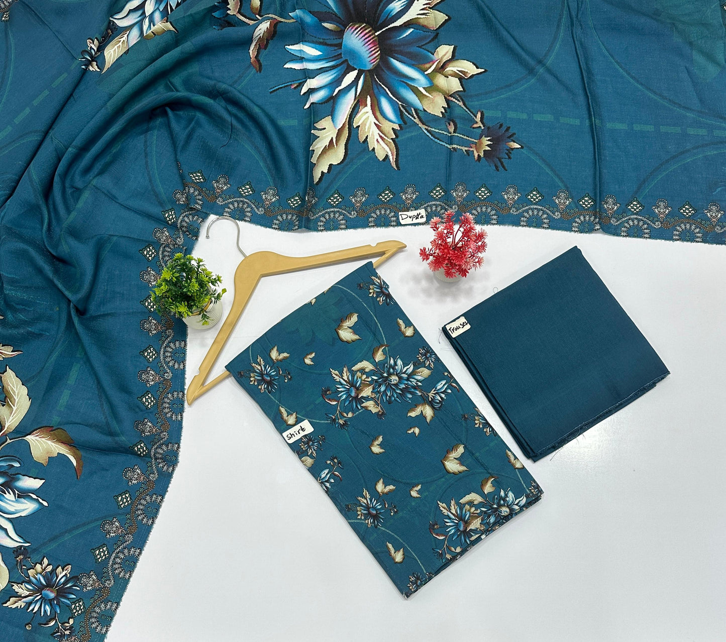 Leather Peach Chamki Digital Print  (3 Suits)A