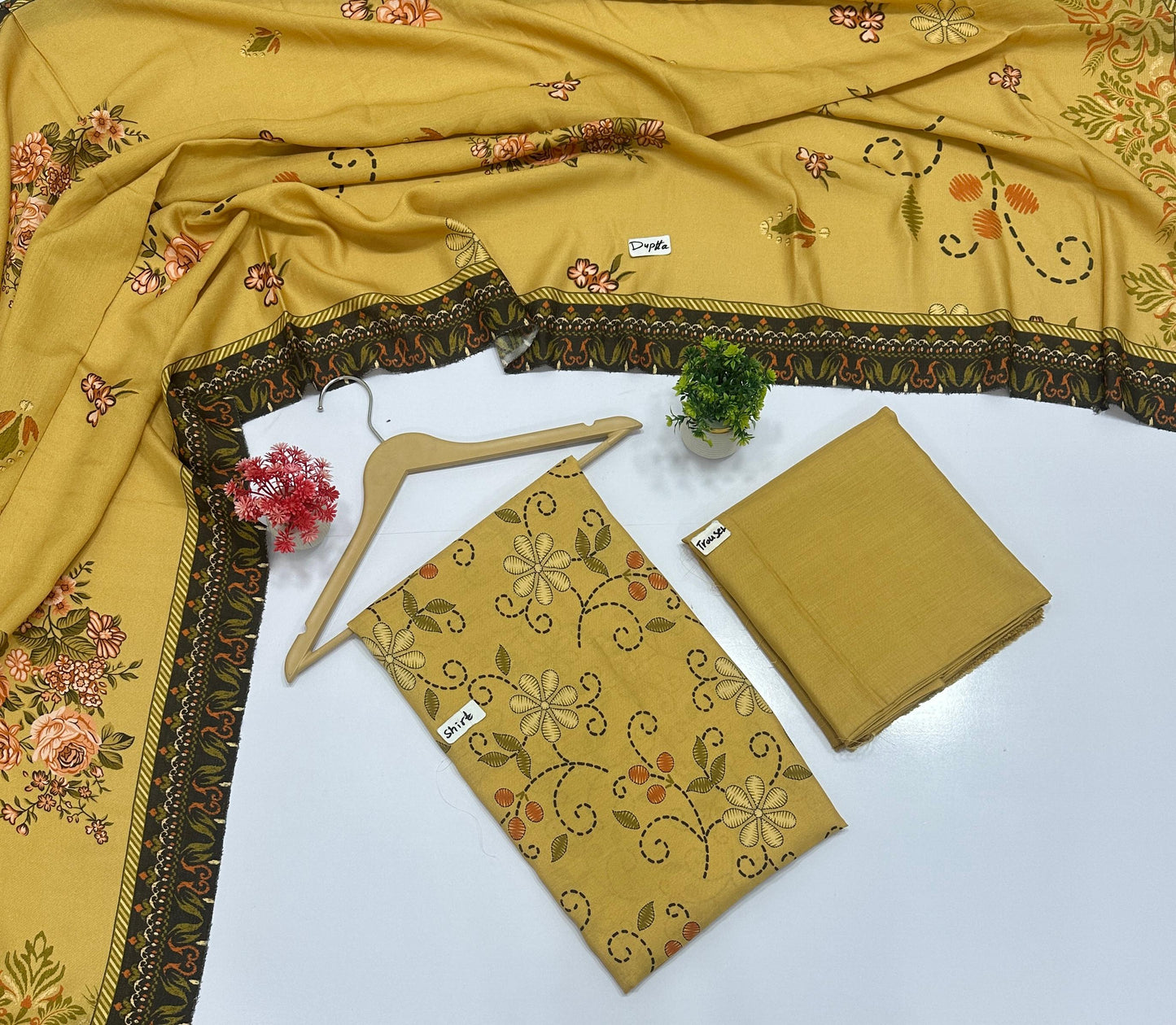 Leather Peach Chamki Digital Print  (3 Suits)A