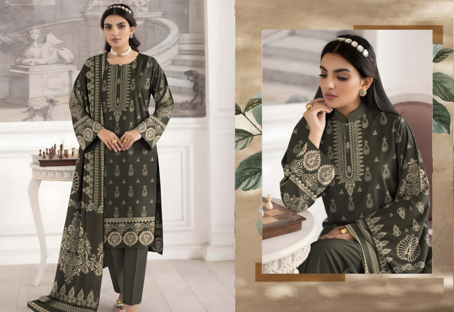 ORIGINAL BRAND BINNOOR FAB DIGITAL GOLD SHAMRAY(10 Suits)