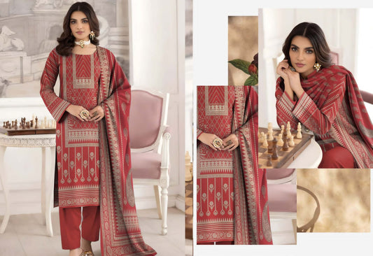 ORIGINAL BRAND BINNOOR FAB DIGITAL GOLD SHAMRAY(5 Suits)A