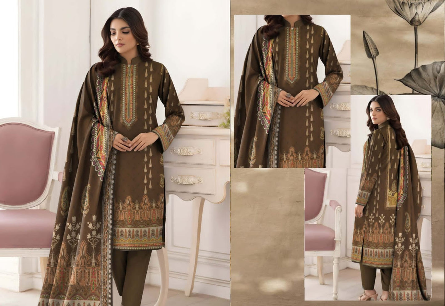 ORIGINAL BRAND BINNOOR FAB DIGITAL GOLD SHAMRAY(10 Suits)