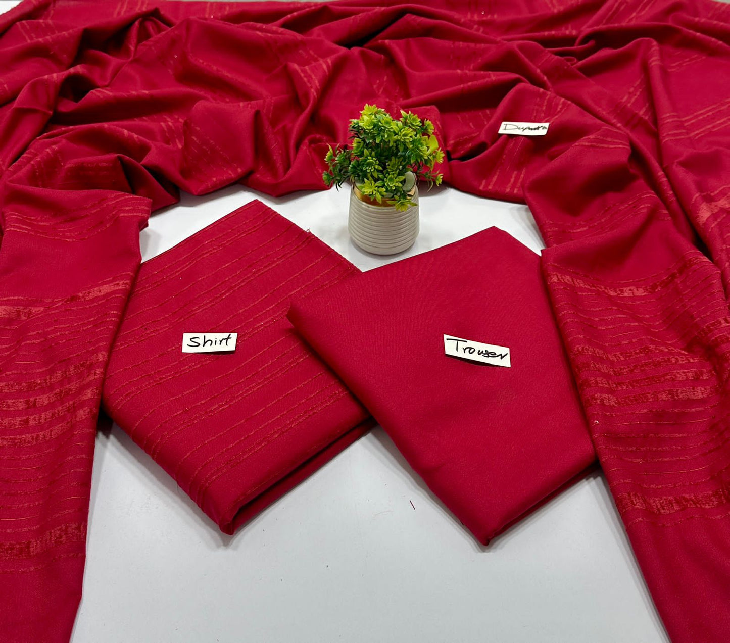 Peach Wool Valvet Strips Chamki Shawl ( 8 Suits)