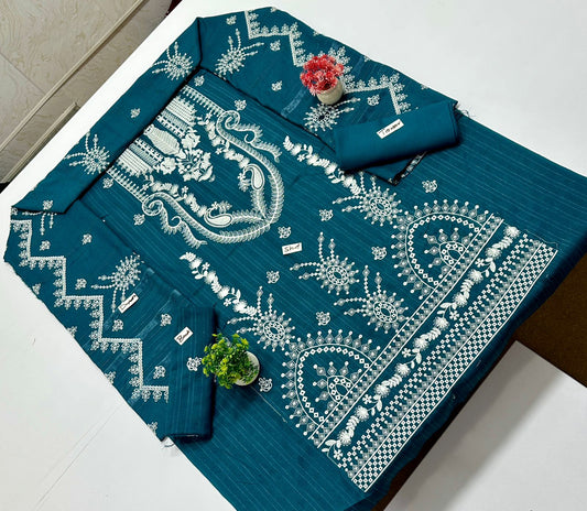 Chamkhi Peach Wool White Embroidery  (4 Suits)B