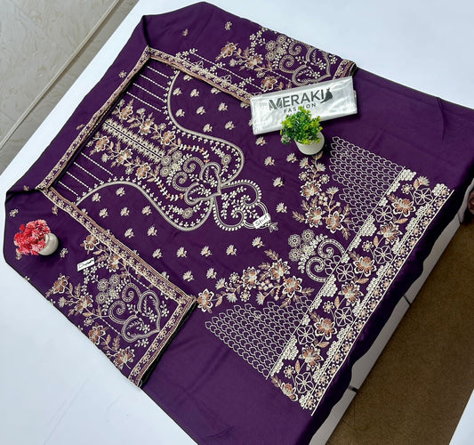 Meraki Fashion Vol 444 Peach Wool Dhanak (4 Suits)A