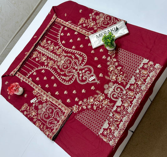 Meraki Fashion Vol 444 Peach Wool Dhanak (8 Suits)