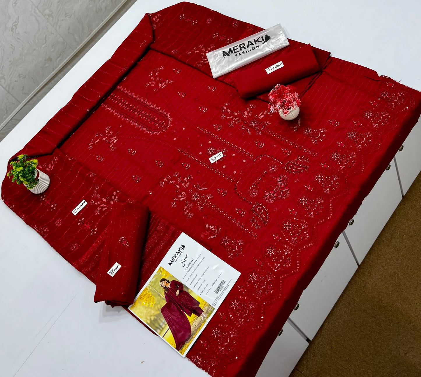 Meraki Fashion Vol 441 Velvet Strips Chamki ( 6 Suits)