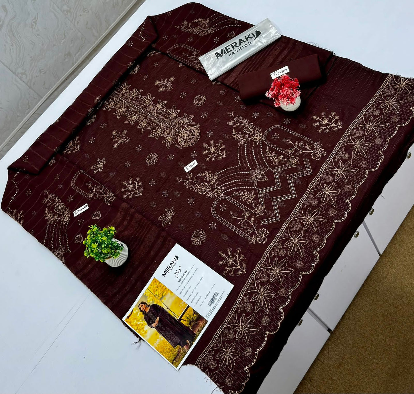 Meraki Fashion Vol 441 Velvet Strips Chamki ( 6 Suits)