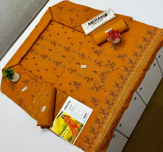 Meraki Fashion Vol 441 Velvet Strips Chamki ( 3 Suits)B