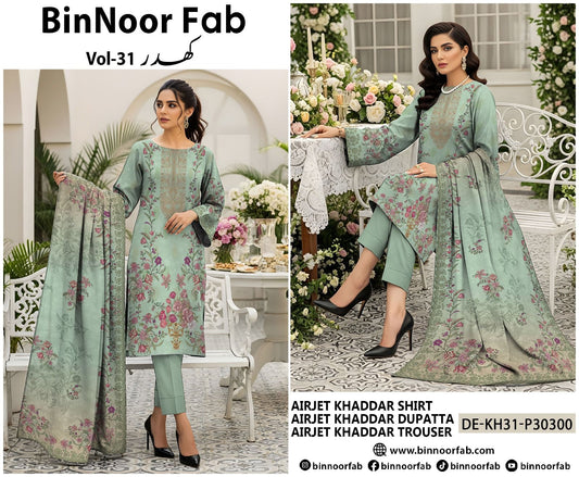 Original Brand Bin Noor Vol 31. 3PC Khaddar (5 Suits)A