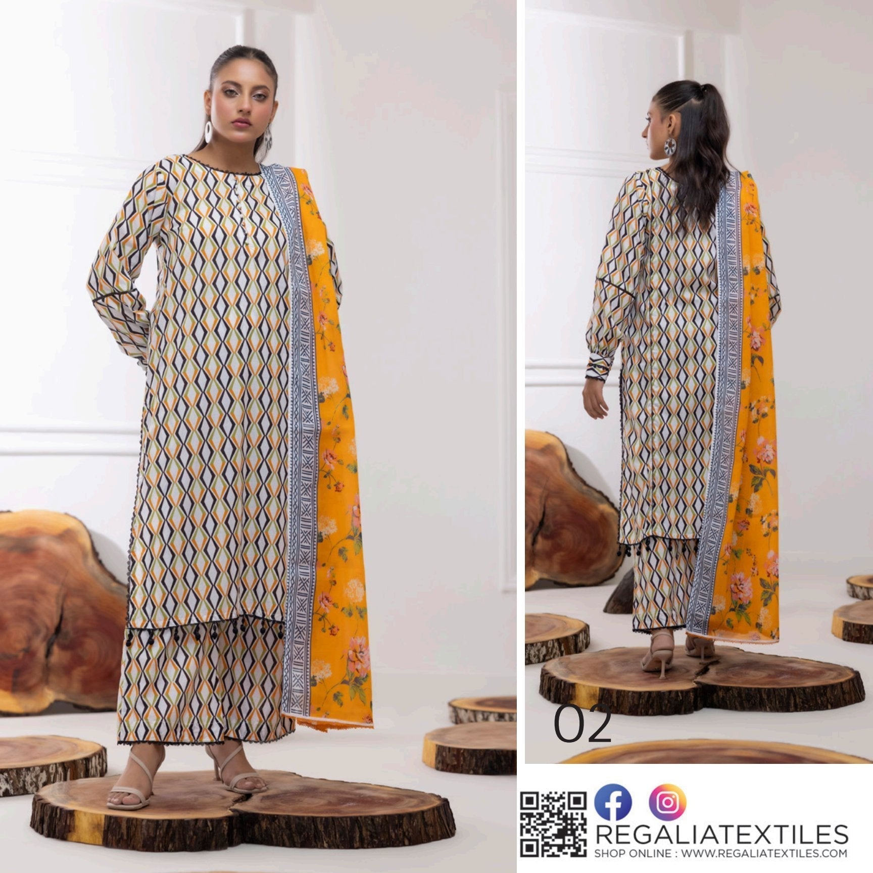 Identic Regalia All Over 3 Piece Digital Lawn ( Set -Pack of 10 Suits ) Market Boy