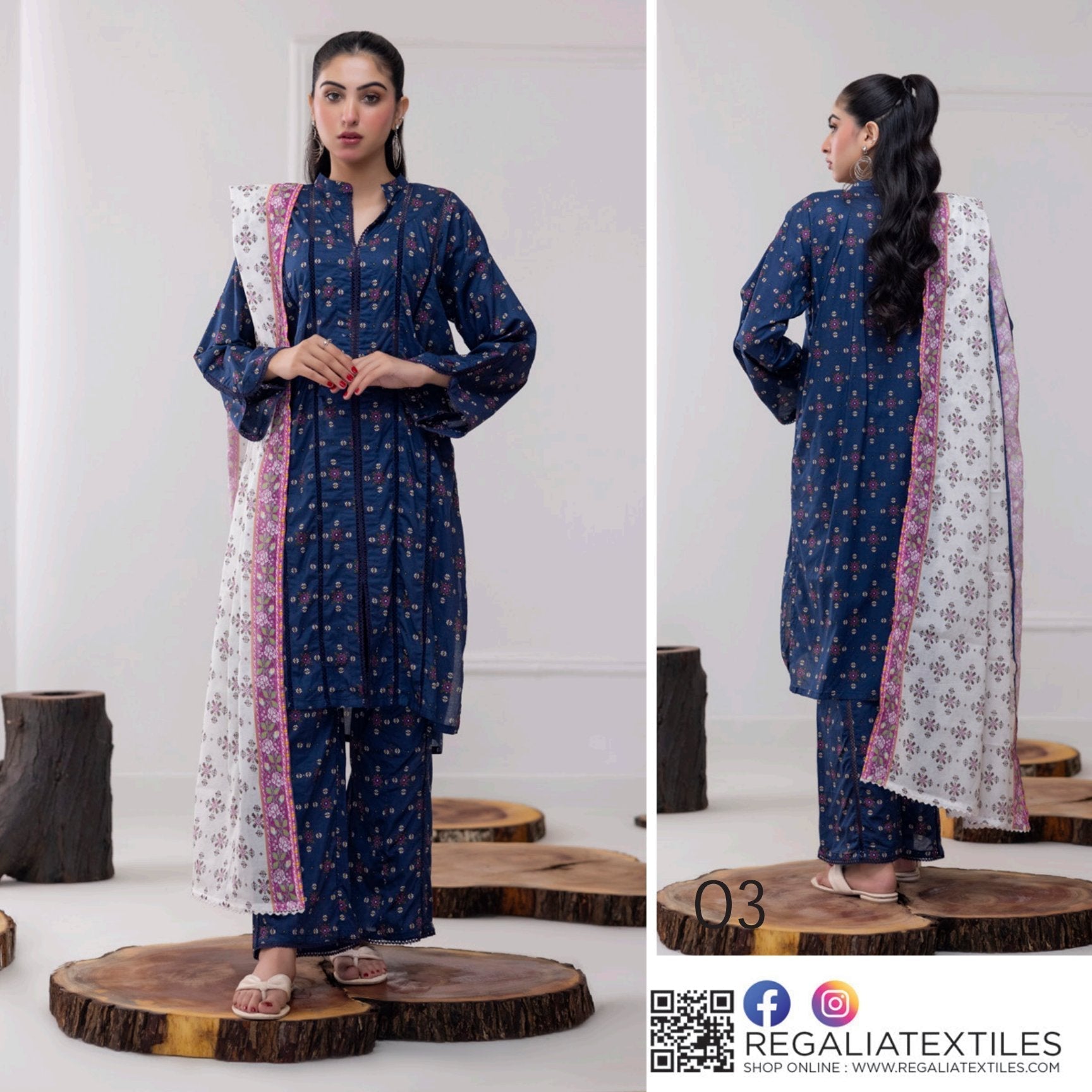 Identic Regalia All Over 3 Piece Digital Lawn ( Set -Pack of 10 Suits ) Market Boy