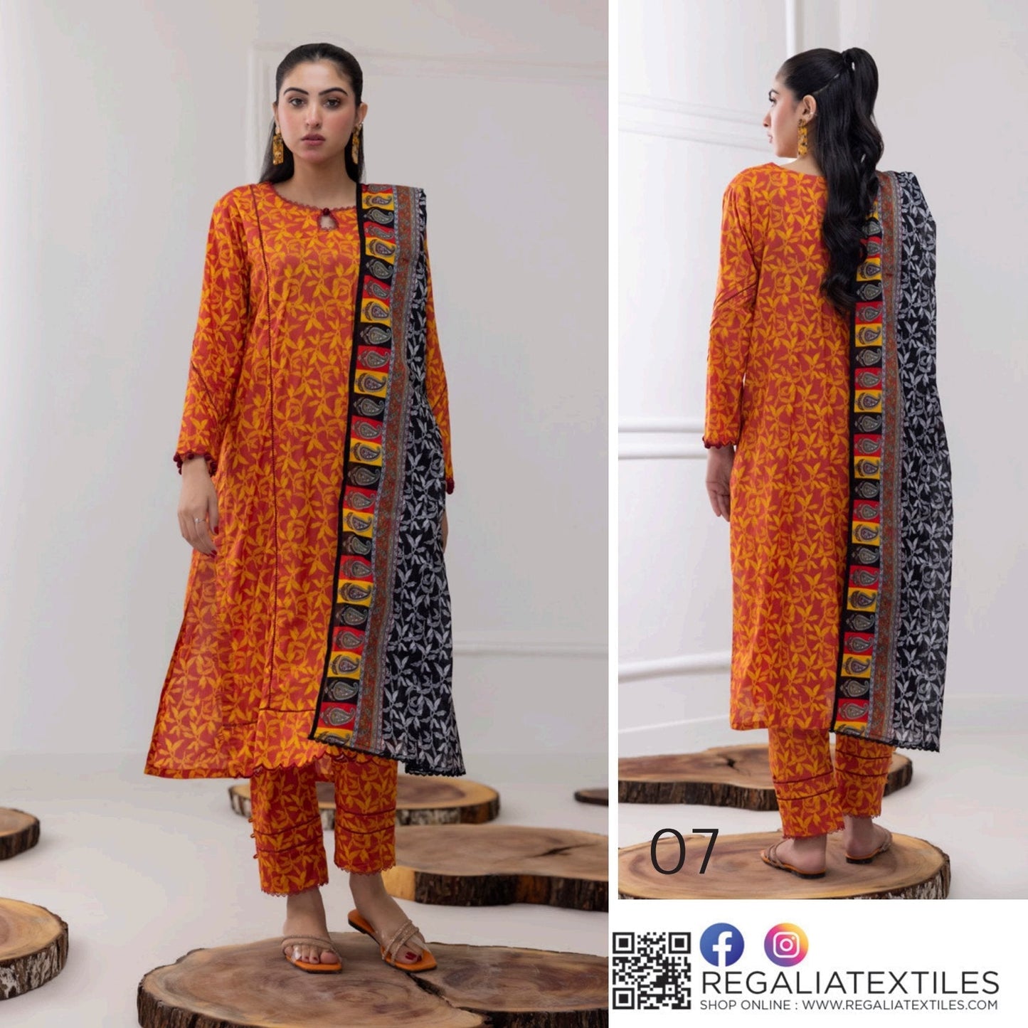 Identic Regalia All Over 3 Piece Digital Lawn ( Set -Pack of 10 Suits ) Market Boy