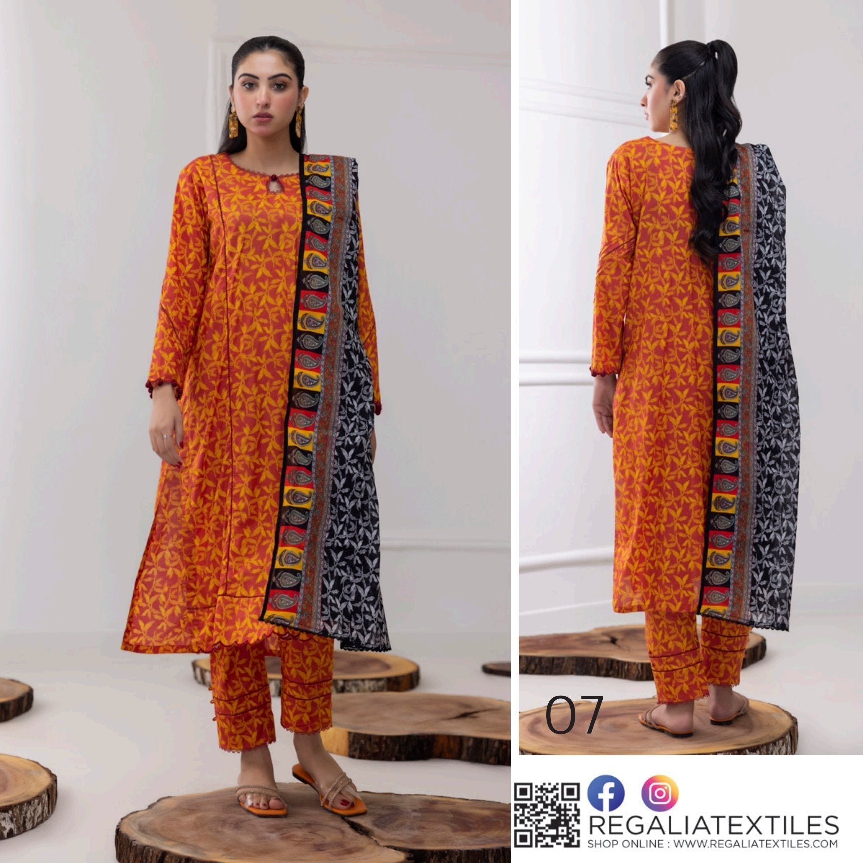 Identic Regalia All Over 3 Piece Digital Lawn ( Set -Pack of 10 Suits ) Market Boy