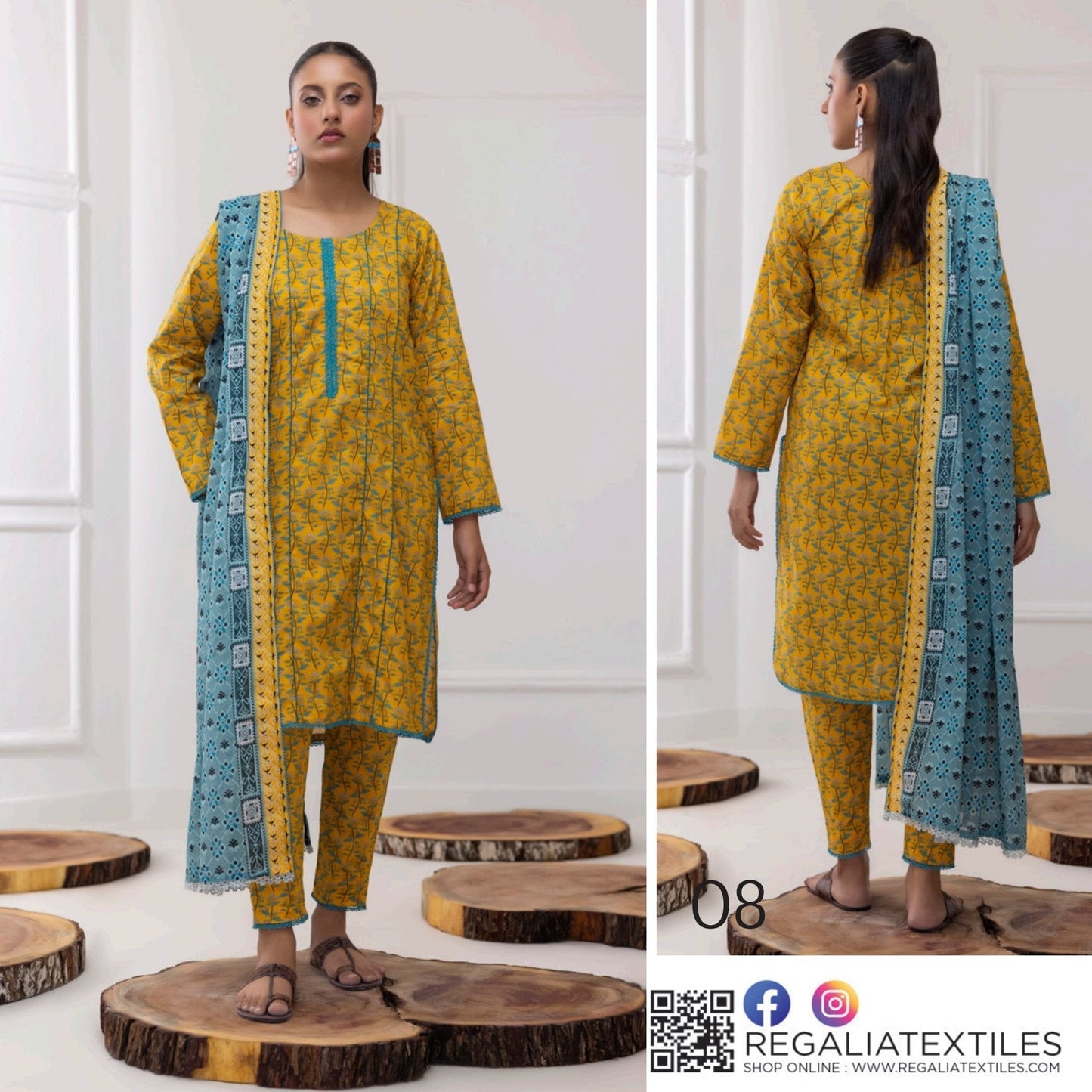 Identic Regalia All Over 3 Piece Digital Lawn ( Set -Pack of 5 Suits ) Category B Market Boy